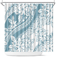 Polynesia Shower Curtain Polynesian Tropical Flowers Blue Pastel Vibes LT14 Blue - Polynesian Pride