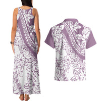 Polynesia Couples Matching Tank Maxi Dress and Hawaiian Shirt Polynesian Tropical Flowers Purple Pastel Vibes LT14 - Polynesian Pride