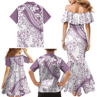 Polynesia Family Matching Mermaid Dress and Hawaiian Shirt Polynesian Tropical Flowers Purple Pastel Vibes LT14 - Polynesian Pride
