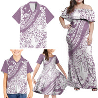 Polynesia Family Matching Off Shoulder Maxi Dress and Hawaiian Shirt Polynesian Tropical Flowers Purple Pastel Vibes LT14 - Polynesian Pride