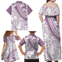 Polynesia Family Matching Off Shoulder Maxi Dress and Hawaiian Shirt Polynesian Tropical Flowers Purple Pastel Vibes LT14 - Polynesian Pride