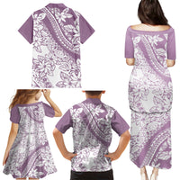 Polynesia Family Matching Puletasi Dress and Hawaiian Shirt Polynesian Tropical Flowers Purple Pastel Vibes LT14 - Polynesian Pride