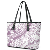 Polynesia Leather Tote Bag Polynesian Tropical Flowers Purple Pastel Vibes LT14 - Polynesian Pride