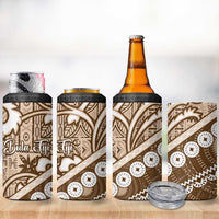 Beige Bula Fiji 4 in 1 Can Cooler Tumbler Fijian Language Week Tapa Cloth - Pastel LT14 - Polynesian Pride