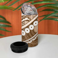 Beige Bula Fiji 4 in 1 Can Cooler Tumbler Fijian Language Week Tapa Cloth - Pastel LT14 - Polynesian Pride