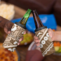 Beige Bula Fiji 4 in 1 Can Cooler Tumbler Fijian Language Week Tapa Cloth - Pastel LT14 - Polynesian Pride