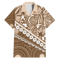 Beige Bula Fiji Family Matching Mermaid Dress and Hawaiian Shirt Fijian Language Week Tapa Cloth - Pastel LT14 Dad's Shirt - Short Sleeve Beige - Polynesian Pride