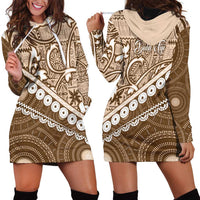 Beige Bula Fiji Hoodie Dress Fijian Language Week Tapa Cloth - Pastel LT14 - Polynesian Pride