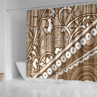 Beige Bula Fiji Shower Curtain Fijian Language Week Tapa Cloth - Pastel
