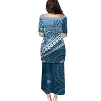Blue Bula Fiji Family Matching Puletasi and Hawaiian Shirt Fijian Language Week Tapa Cloth - Pastel LT14 - Polynesian Pride