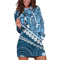 Blue Bula Fiji Hoodie Dress Fijian Language Week Tapa Cloth - Pastel LT14 Blue - Polynesian Pride