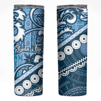 Blue Bula Fiji Skinny Tumbler Fijian Language Week Tapa Cloth - Pastel LT14 Blue - Polynesian Pride