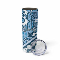 Blue Bula Fiji Skinny Tumbler Fijian Language Week Tapa Cloth - Pastel LT14 - Polynesian Pride