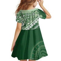 Green Bula Fiji Family Matching Off Shoulder Short Dress and Hawaiian Shirt Fijian Language Week Tapa Cloth - Pastel LT14 - Polynesian Pride