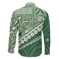 Green Bula Fiji Family Matching Short Sleeve Bodycon Dress and Hawaiian Shirt Fijian Language Week Tapa Cloth - Pastel LT14 - Polynesian Pride