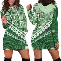 Green Bula Fiji Hoodie Dress Fijian Language Week Tapa Cloth - Pastel LT14 - Polynesian Pride
