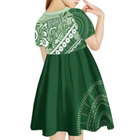 Green Bula Fiji Kid Short Sleeve Dress Fijian Language Week Tapa Cloth - Pastel LT14 - Polynesian Pride