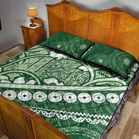 Green Bula Fiji Quilt Bed Set Fijian Language Week Tapa Cloth - Pastel