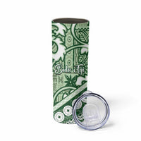 Green Bula Fiji Skinny Tumbler Fijian Language Week Tapa Cloth - Pastel LT14 - Polynesian Pride