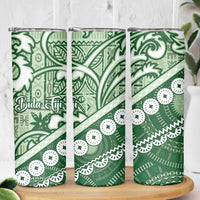 Green Bula Fiji Skinny Tumbler Fijian Language Week Tapa Cloth - Pastel LT14 - Polynesian Pride