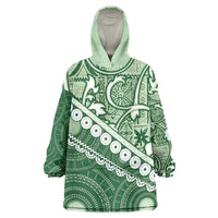 Green Bula Fiji Wearable Blanket Hoodie Fijian Language Week Tapa Cloth - Pastel LT14 One Size Green - Polynesian Pride