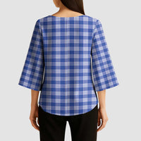 Royal Blue Japanese Palaka Pride Kimono Sleeve Blouse - Polynesian Pride
