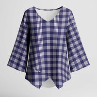 Navy Blue Japanese Palaka Pride Kimono Sleeve Blouse - Polynesian Pride