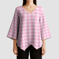 Light Pink Japanese Palaka Pride Kimono Sleeve Blouse - Polynesian Pride