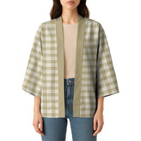 Khaki Japanese Palaka Pride Kimono - Polynesian Pride