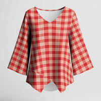 Red Japanese Palaka Pride Kimono Sleeve Blouse - Polynesian Pride