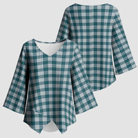 Dark Teal Japanese Palaka Pride Kimono Sleeve Blouse - Polynesian Pride