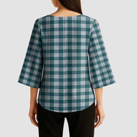 Dark Teal Japanese Palaka Pride Kimono Sleeve Blouse - Polynesian Pride