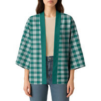 Teal Japanese Palaka Pride Kimono - Polynesian Pride
