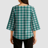 Teal Japanese Palaka Pride Kimono Sleeve Blouse - Polynesian Pride