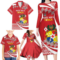 Custom Mate Maa Tonga Family Matching Long Sleeve Bodycon Dress and Hawaiian Shirt 2024 Go Champions LT14 - Polynesian Pride
