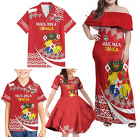 Custom Mate Maa Tonga Family Matching Off Shoulder Maxi Dress and Hawaiian Shirt 2024 Go Champions LT14 - Polynesian Pride