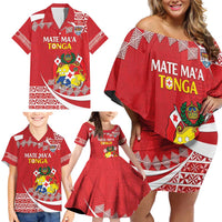 Custom Mate Maa Tonga Family Matching Off Shoulder Short Dress and Hawaiian Shirt 2024 Go Champions LT14 - Polynesian Pride
