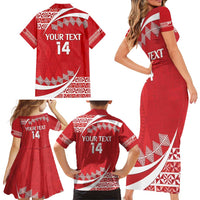 Custom Mate Maa Tonga Family Matching Short Sleeve Bodycon Dress and Hawaiian Shirt 2024 Go Champions LT14 - Polynesian Pride