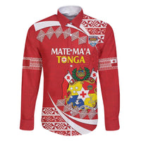 Custom Mate Maa Tonga Family Matching Short Sleeve Bodycon Dress and Hawaiian Shirt 2024 Go Champions LT14 Dad's Shirt - Long Sleeve Red - Polynesian Pride