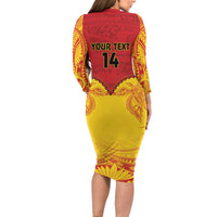 Papua New Guinea Rugby Custom Family Matching Long Sleeve Bodycon Dress and Hawaiian Shirt Go Kumuls PNG - Polynesian Pattern LT14 - Polynesian Pride