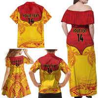 Papua New Guinea Rugby Custom Family Matching Off Shoulder Maxi Dress and Hawaiian Shirt Go Kumuls PNG - Polynesian Pattern LT14 - Polynesian Pride
