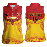 Papua New Guinea Rugby Custom Women Sleeveless Polo Shirt Go Kumuls PNG - Polynesian Pattern LT14 - Polynesian Pride