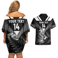 Aotearoa Silver Fern Rugby Custom Couples Matching Off Shoulder Short Dress and Hawaiian Shirt 2024 Go Kiwi LT14 - Polynesian Pride