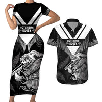 Aotearoa Silver Fern Rugby Custom Couples Matching Short Sleeve Bodycon Dress and Hawaiian Shirt 2024 Go Kiwi LT14 Black - Polynesian Pride