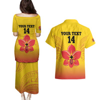 Orchids PNG Rugby Custom Couples Matching Puletasi and Hawaiian Shirt Go Champions Papua New Guinea LT14 - Polynesian Pride