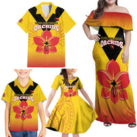 Orchids PNG Rugby Custom Family Matching Off Shoulder Maxi Dress and Hawaiian Shirt Go Champions Papua New Guinea LT14 - Polynesian Pride