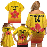 Orchids PNG Rugby Custom Family Matching Off Shoulder Short Dress and Hawaiian Shirt Go Champions Papua New Guinea LT14 - Polynesian Pride