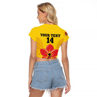 Orchids PNG Rugby Custom Raglan Cropped T Shirt Go Champions Papua New Guinea LT14 - Polynesian Pride