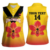 Orchids PNG Rugby Custom Women Sleeveless Polo Shirt Go Champions Papua New Guinea LT14 - Polynesian Pride
