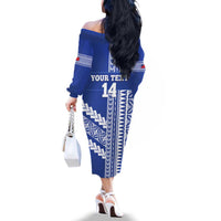 Fetu Samoa Rugby Custom Family Matching Off The Shoulder Long Sleeve Dress and Hawaiian Shirt Siapo Pattern - Sporty Style LT14 - Polynesian Pride